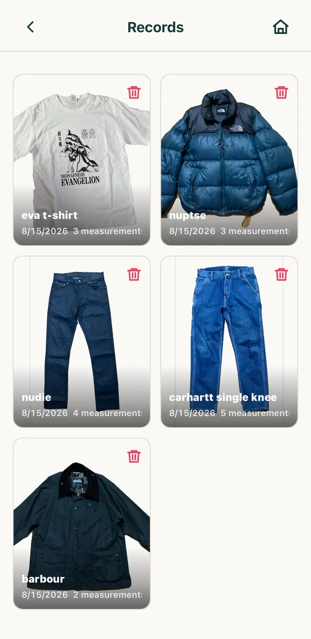 Keep your own sizes on file